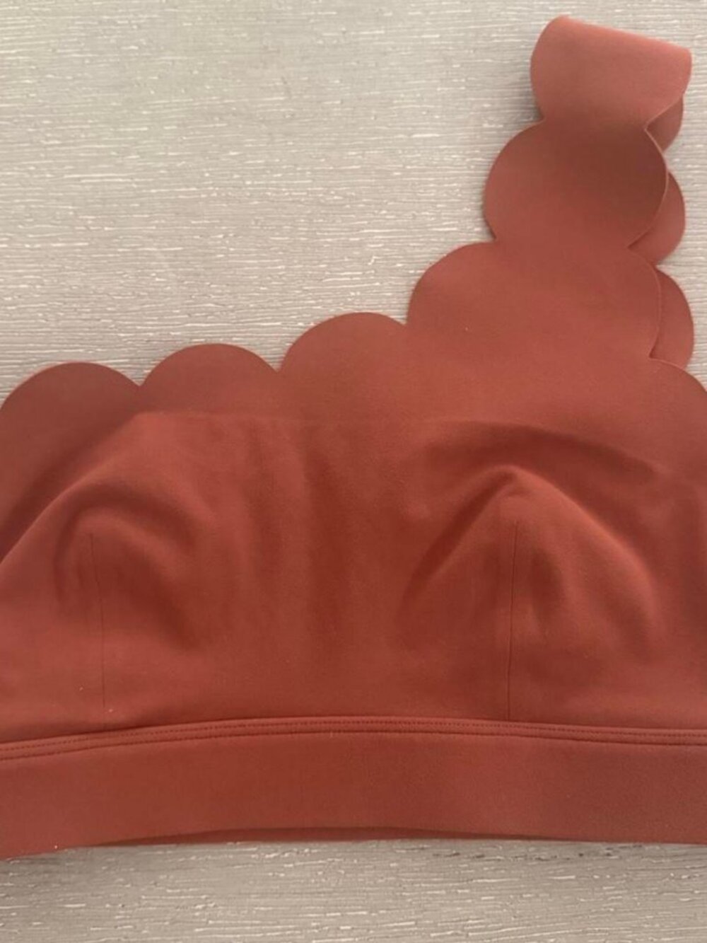 WISKII Rust Orange Scalloped Edge Cropped Sports Bra Top — Small